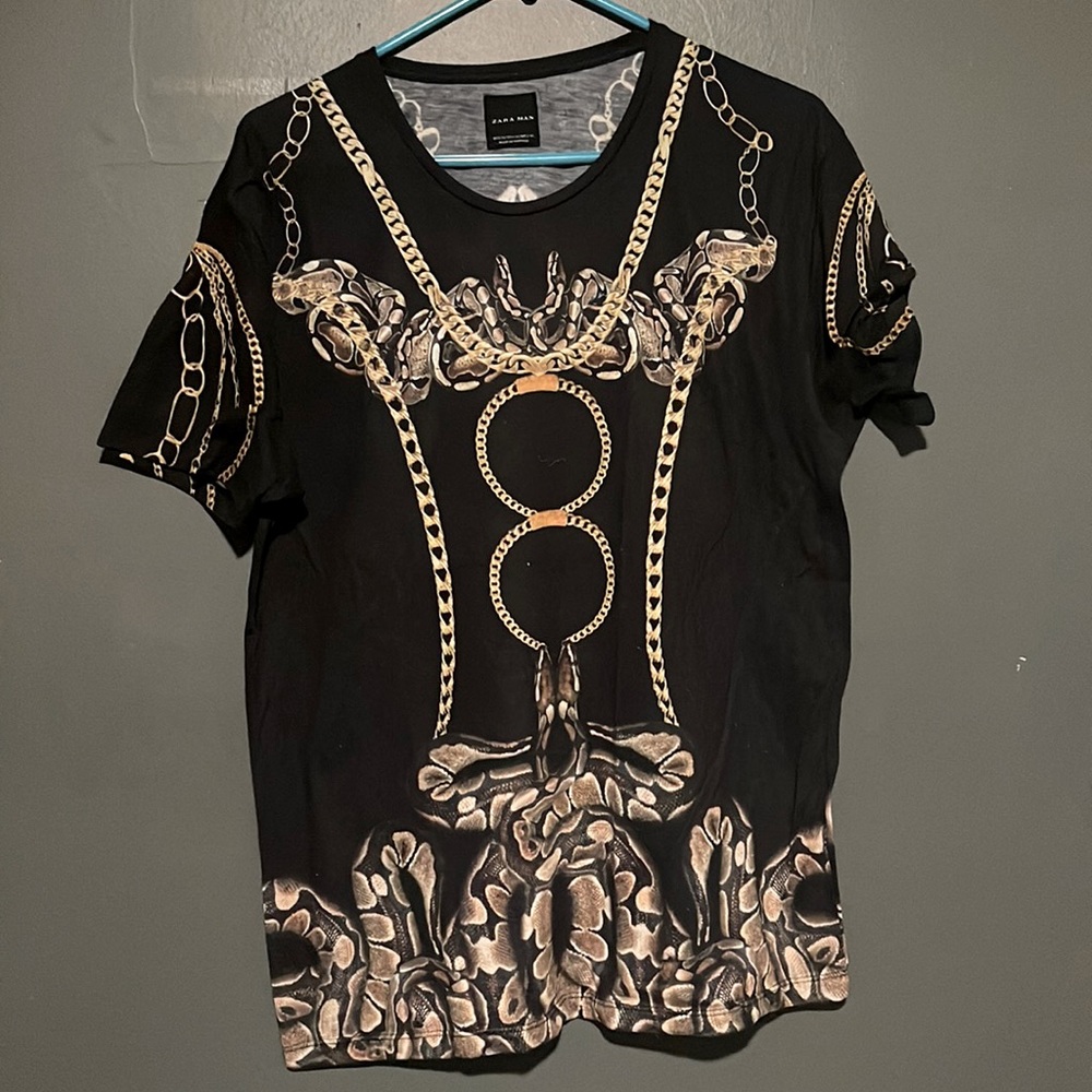 Zara shirt Black & gold with snakes and chains